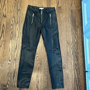 Black lined leather legging pants